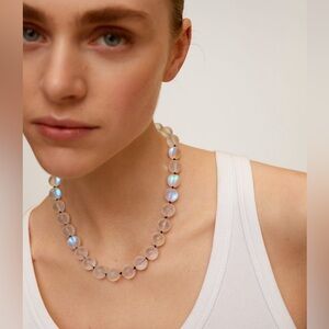 Mango Modern Iridescent Glow Glass Bead Beads Necklace